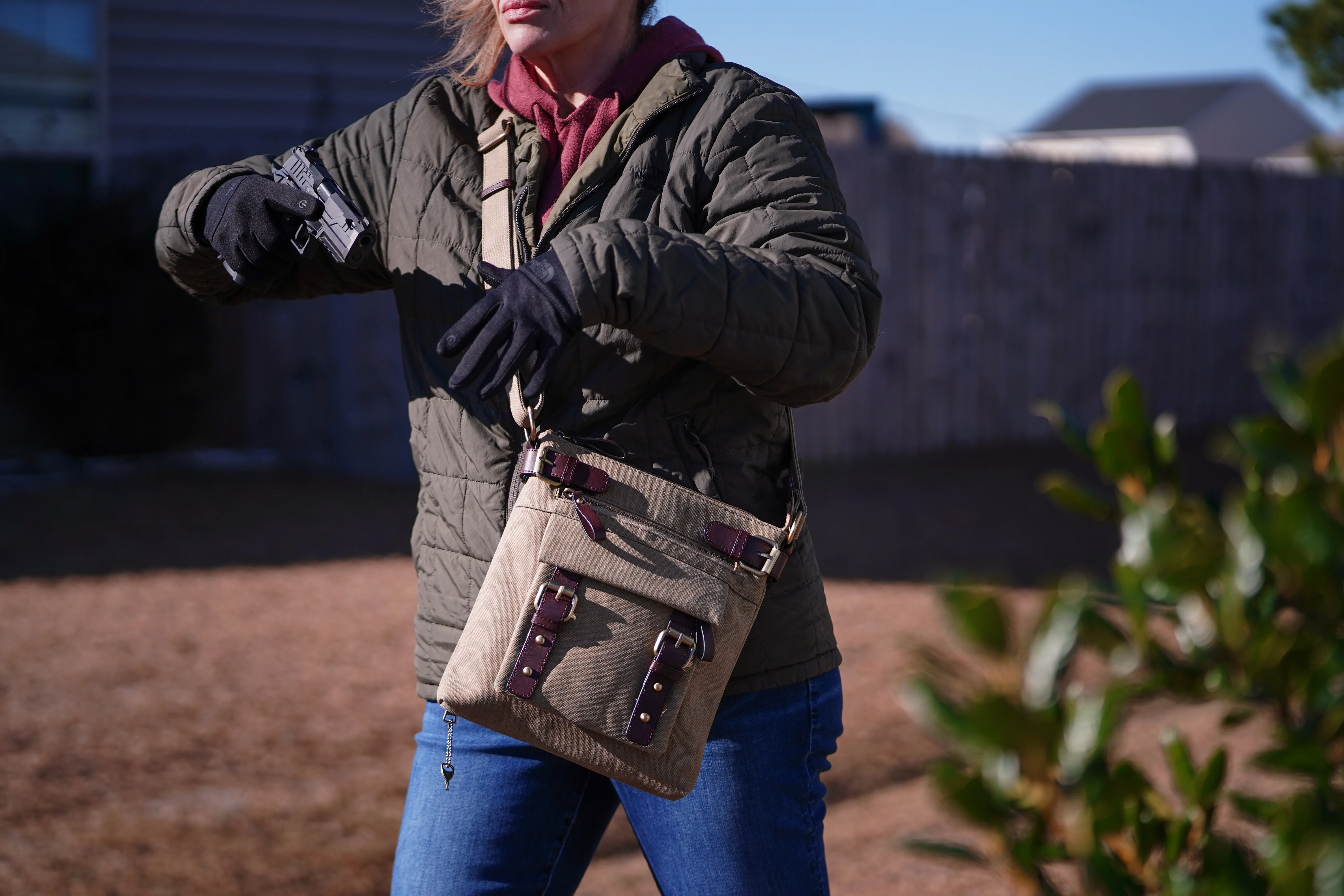 Bailey Concealed Carry Canvas Crossbody - Image 13