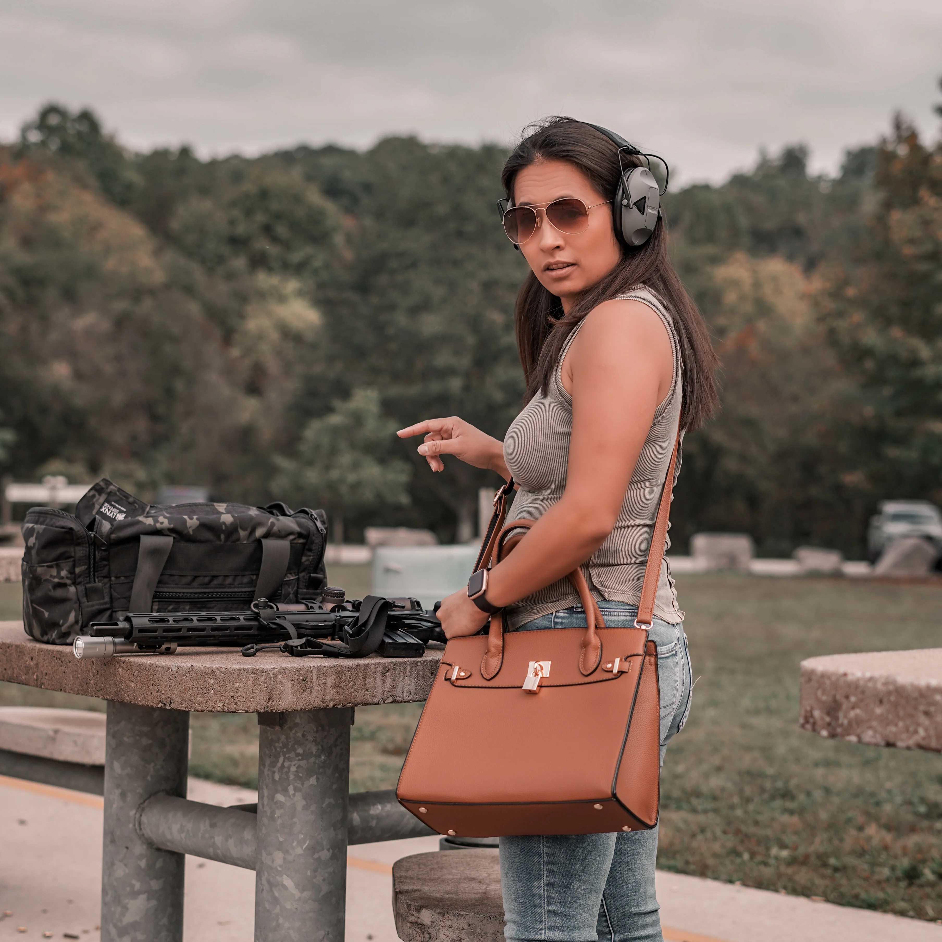 Evelyn Concealed Carry Lock and Key Satchel - Image 4