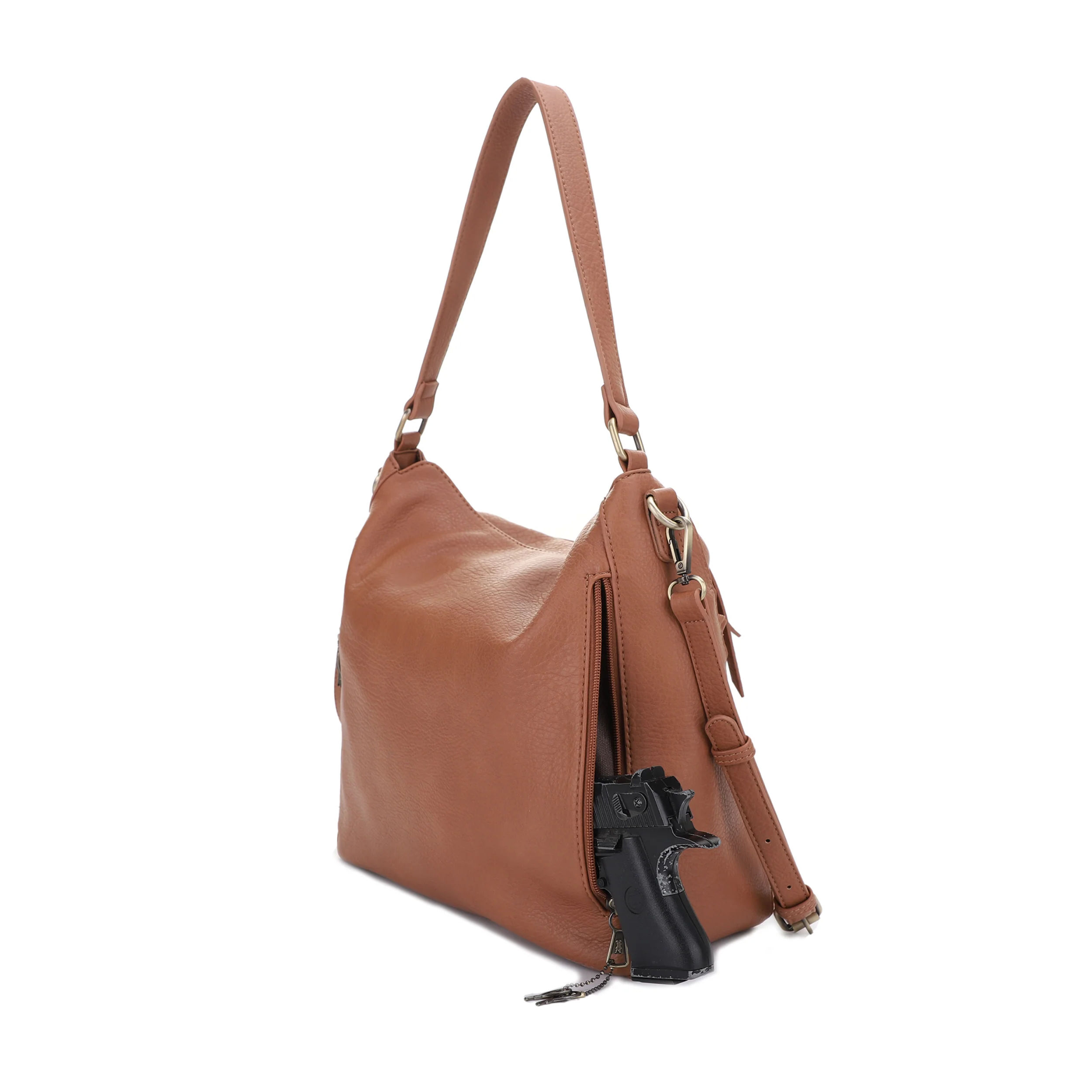 Dakota Concealed Carry Lock and Key Hobo Shoulder Bag - Image 33