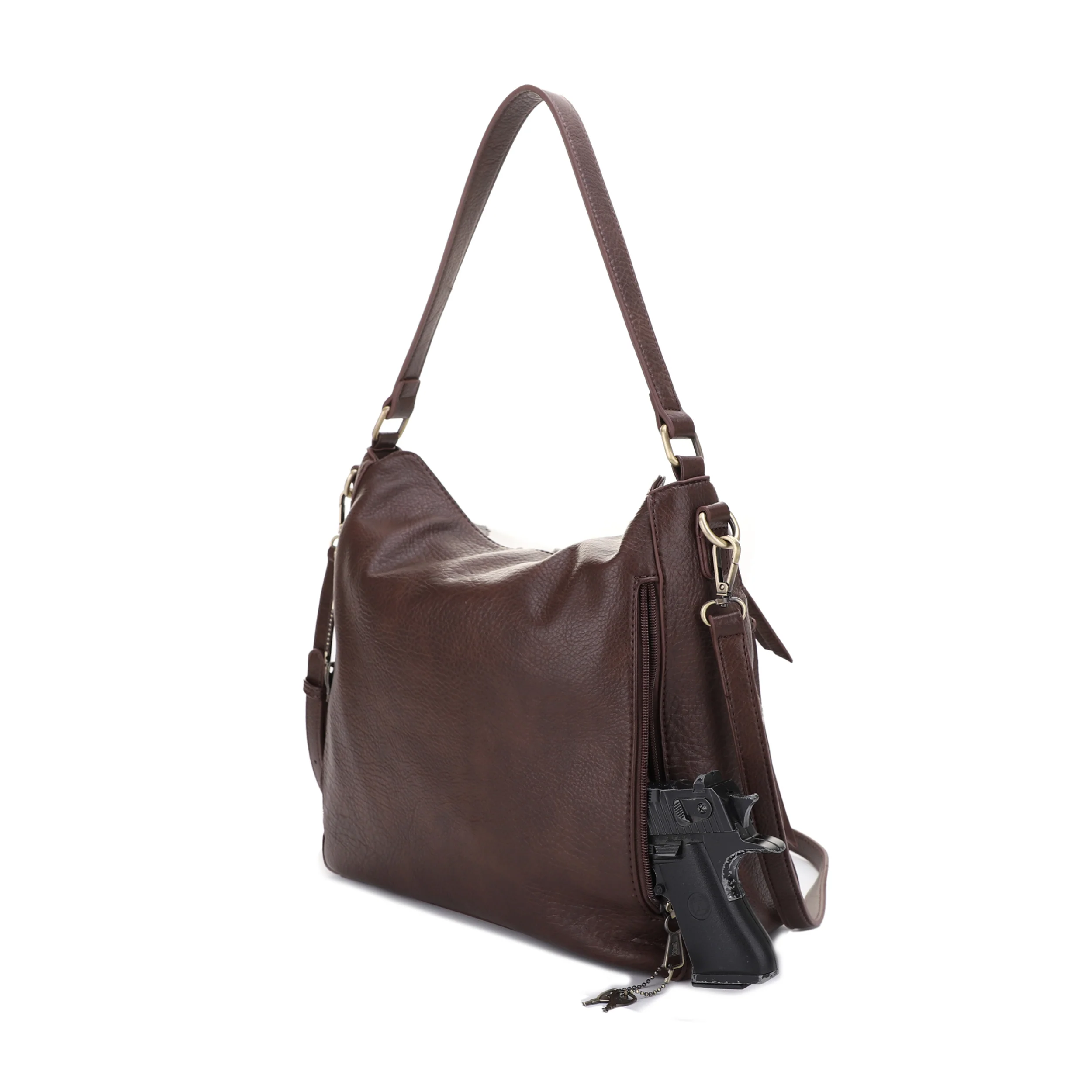Dakota Concealed Carry Lock and Key Hobo Shoulder Bag - Image 5