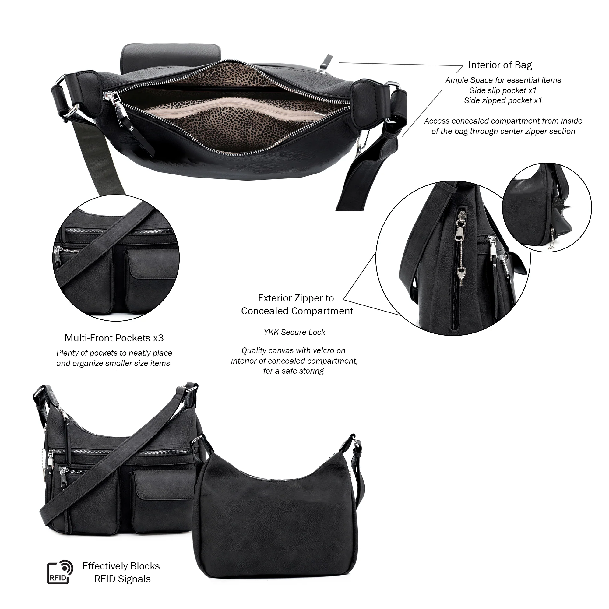 Elle Concealed Carry Hobo Handbag - Image 12