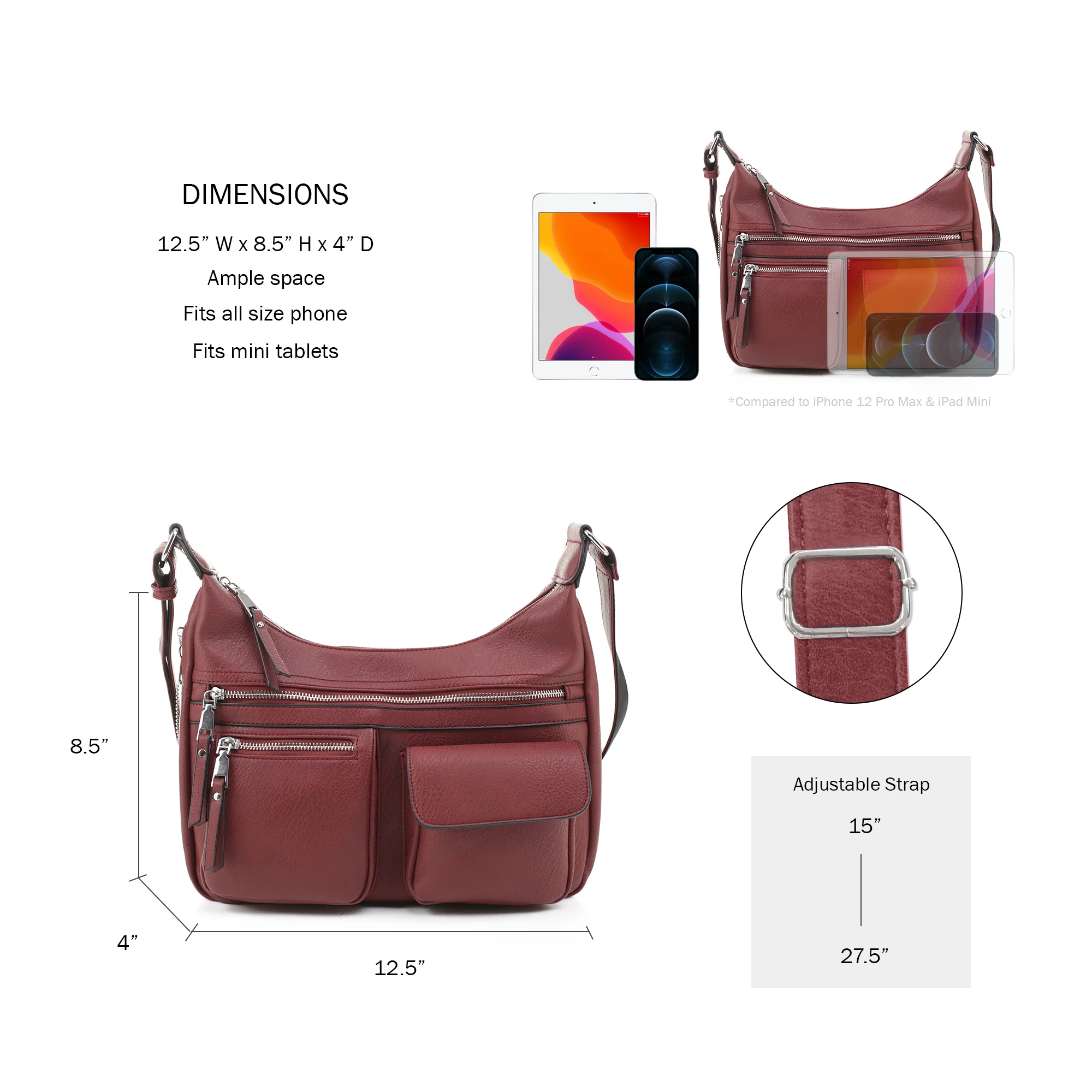 Elle Concealed Carry Hobo Handbag - Image 18