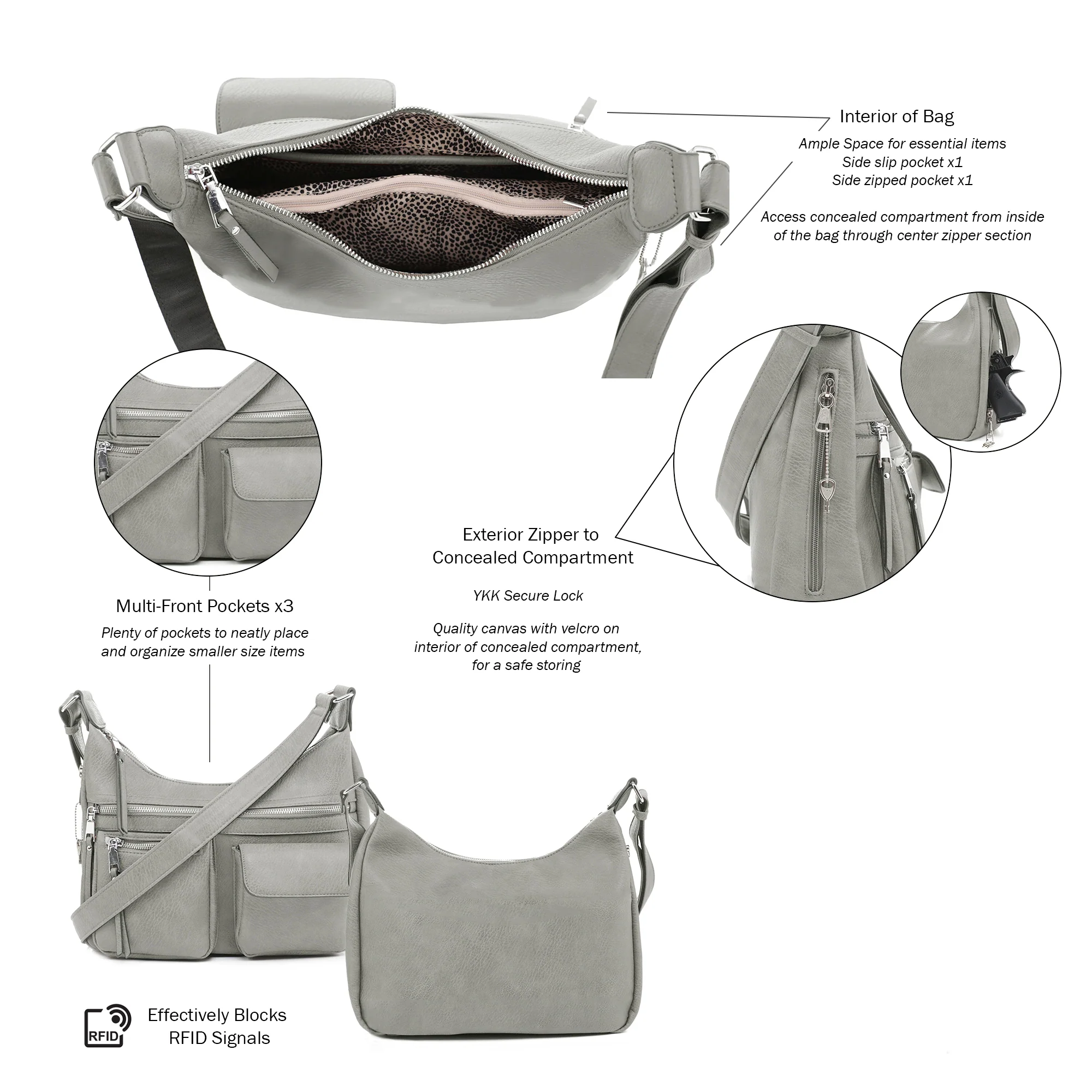Elle Concealed Carry Hobo Handbag - Image 21