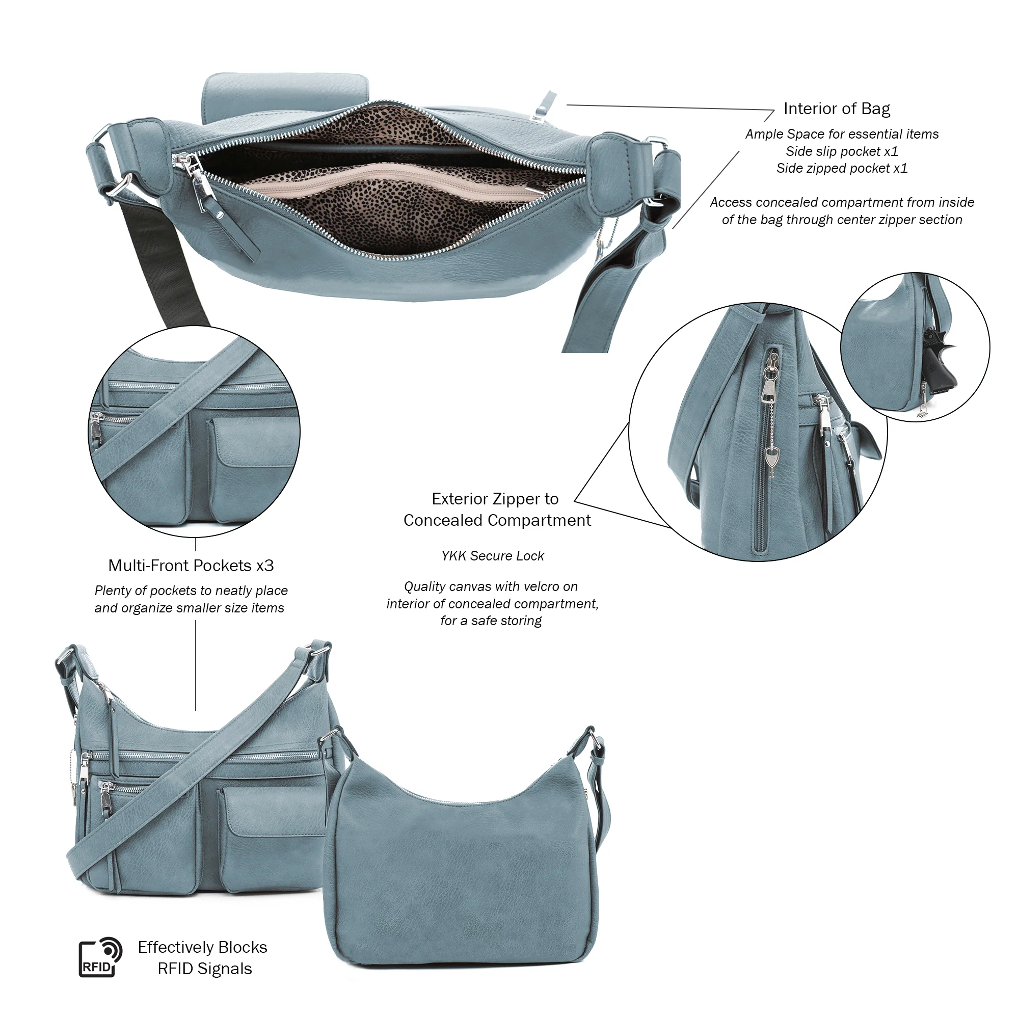Elle Concealed Carry Hobo Handbag - Image 27