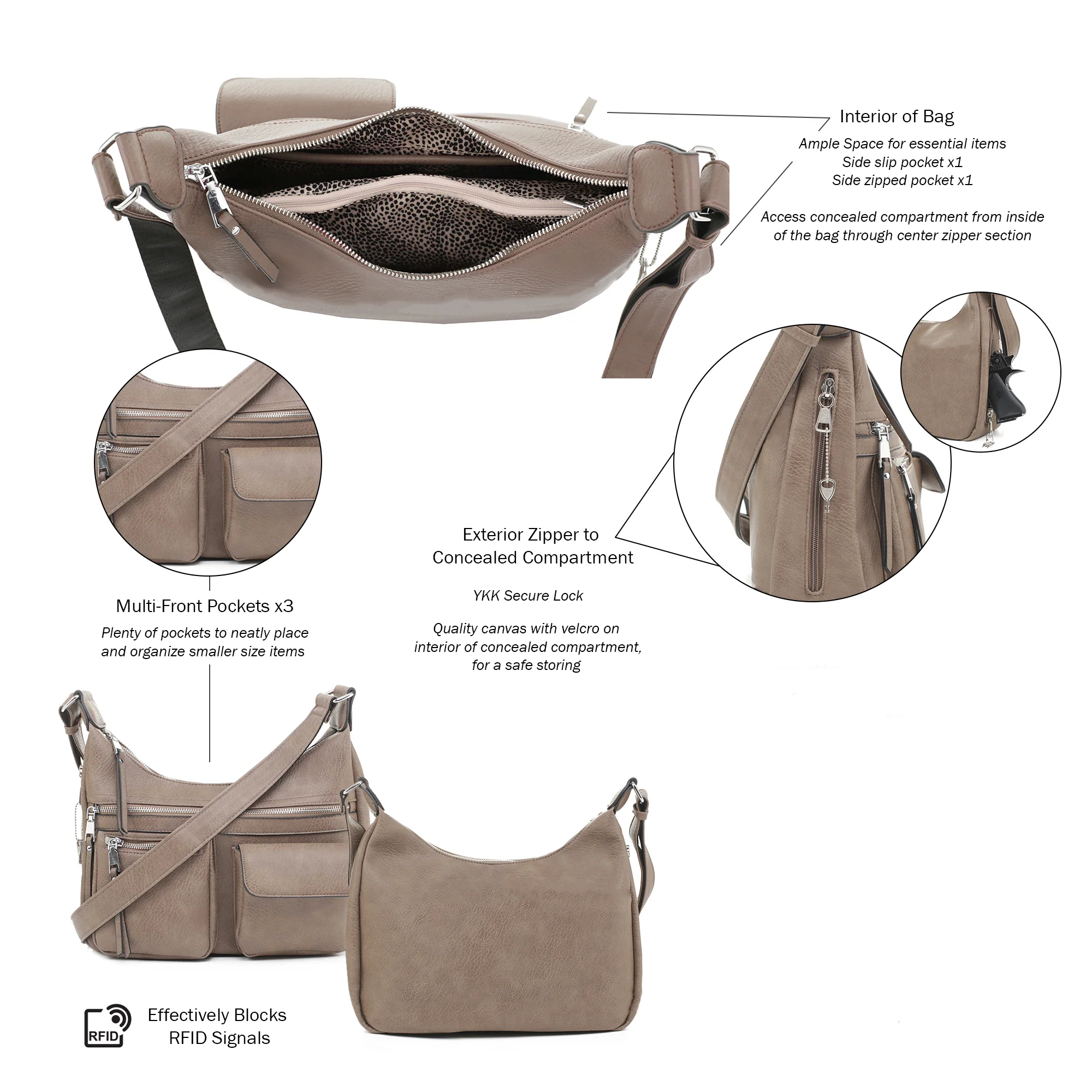 Elle Concealed Carry Hobo Handbag - Image 35