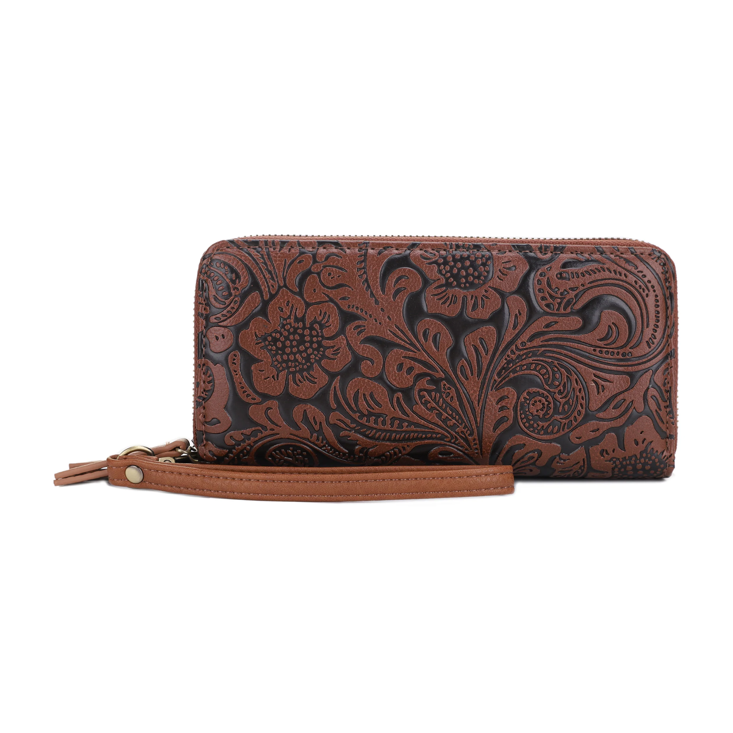 Filly Flora Embossed Wallet with Wrist Strap - Image 19