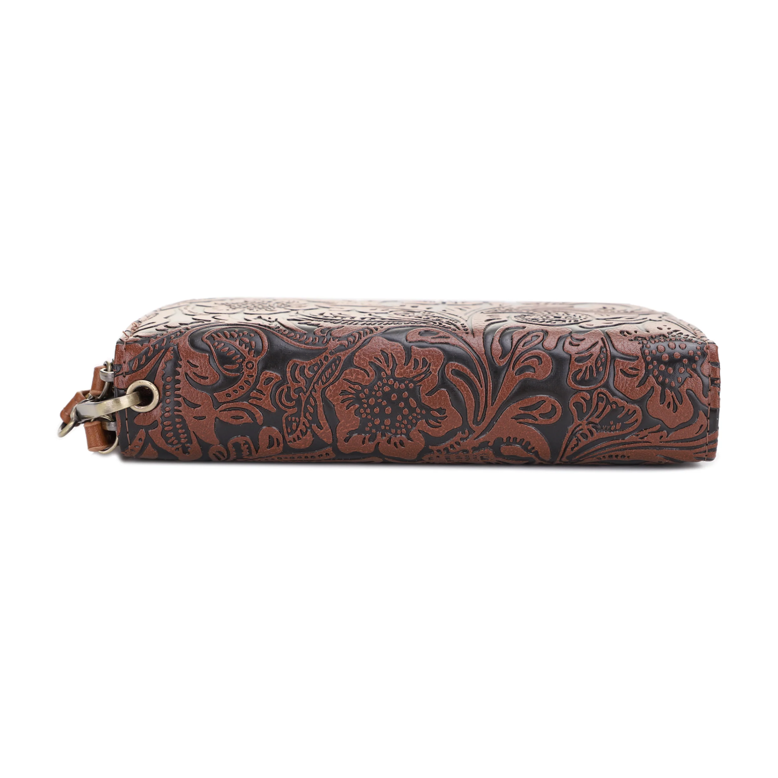 Filly Flora Embossed Wallet with Wrist Strap - Image 20