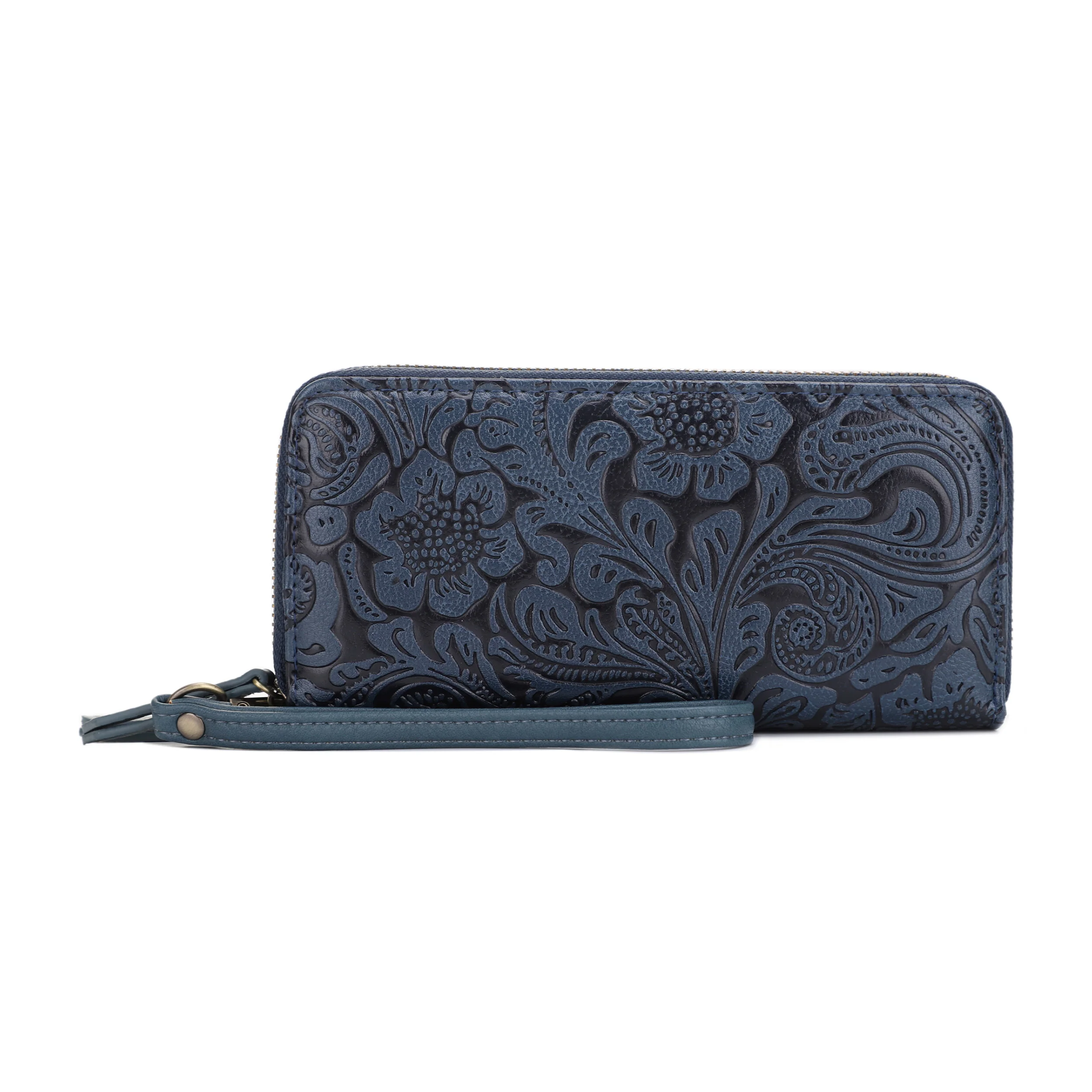 Filly Flora Embossed Wallet with Wrist Strap - Image 25