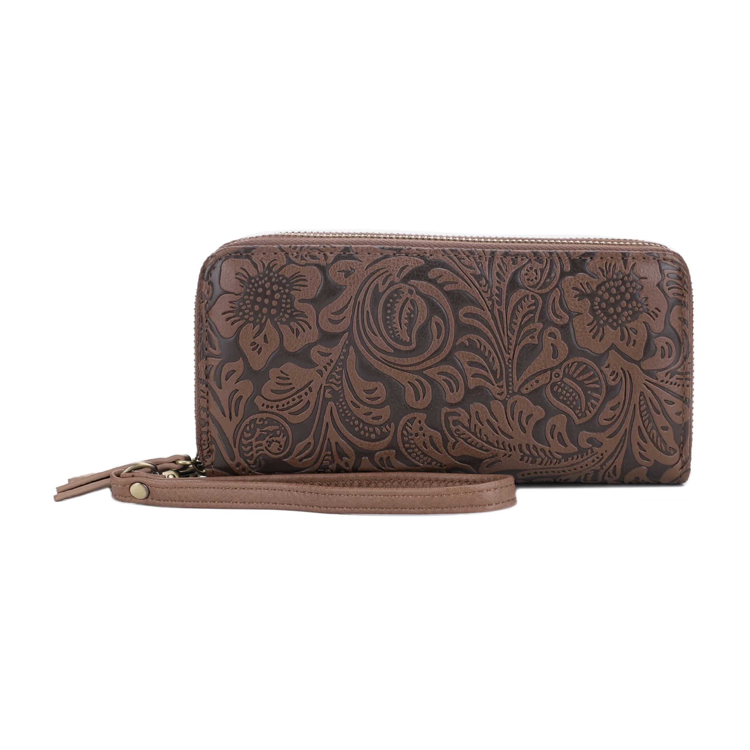 Filly Flora Embossed Wallet with Wrist Strap - Image 31