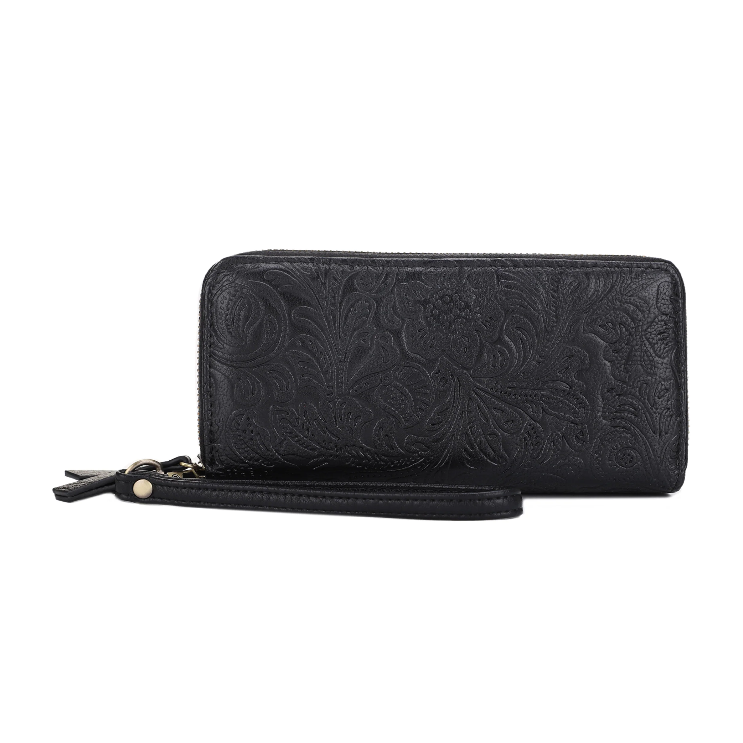 Filly Flora Embossed Wallet with Wrist Strap - Image 7