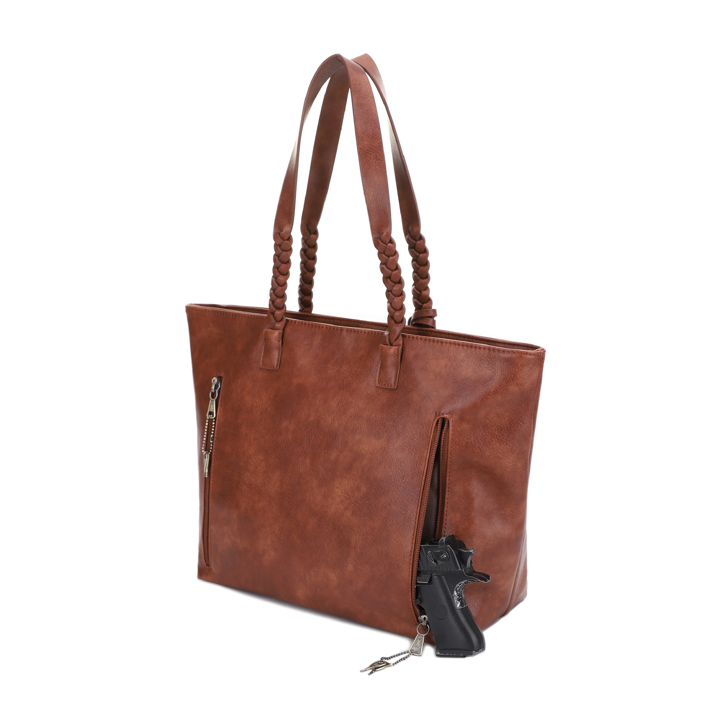 Helena Braided Handle Concealed Carry Tote Bag - Image 11