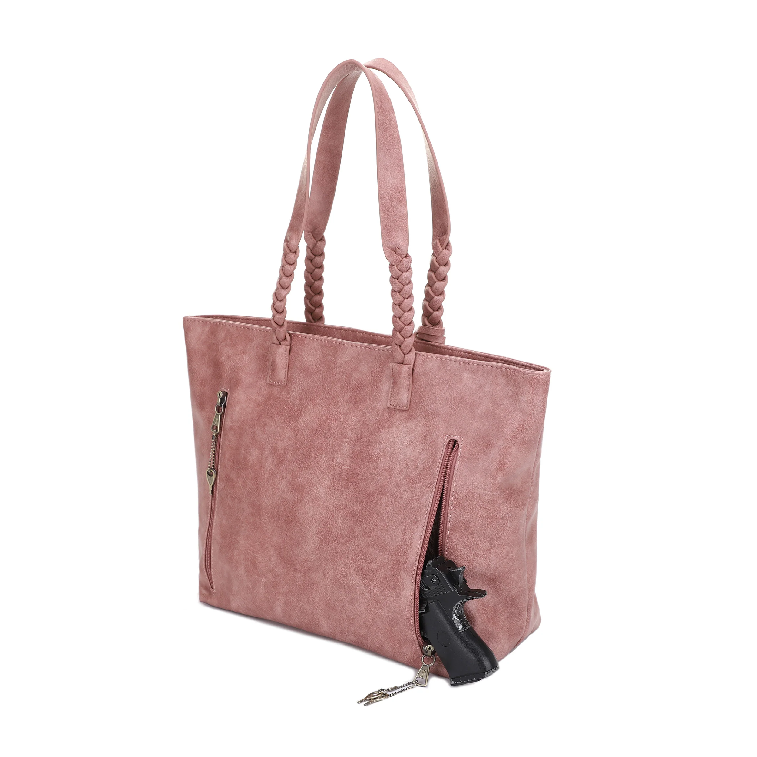 Helena Braided Handle Concealed Carry Tote Bag - Image 23
