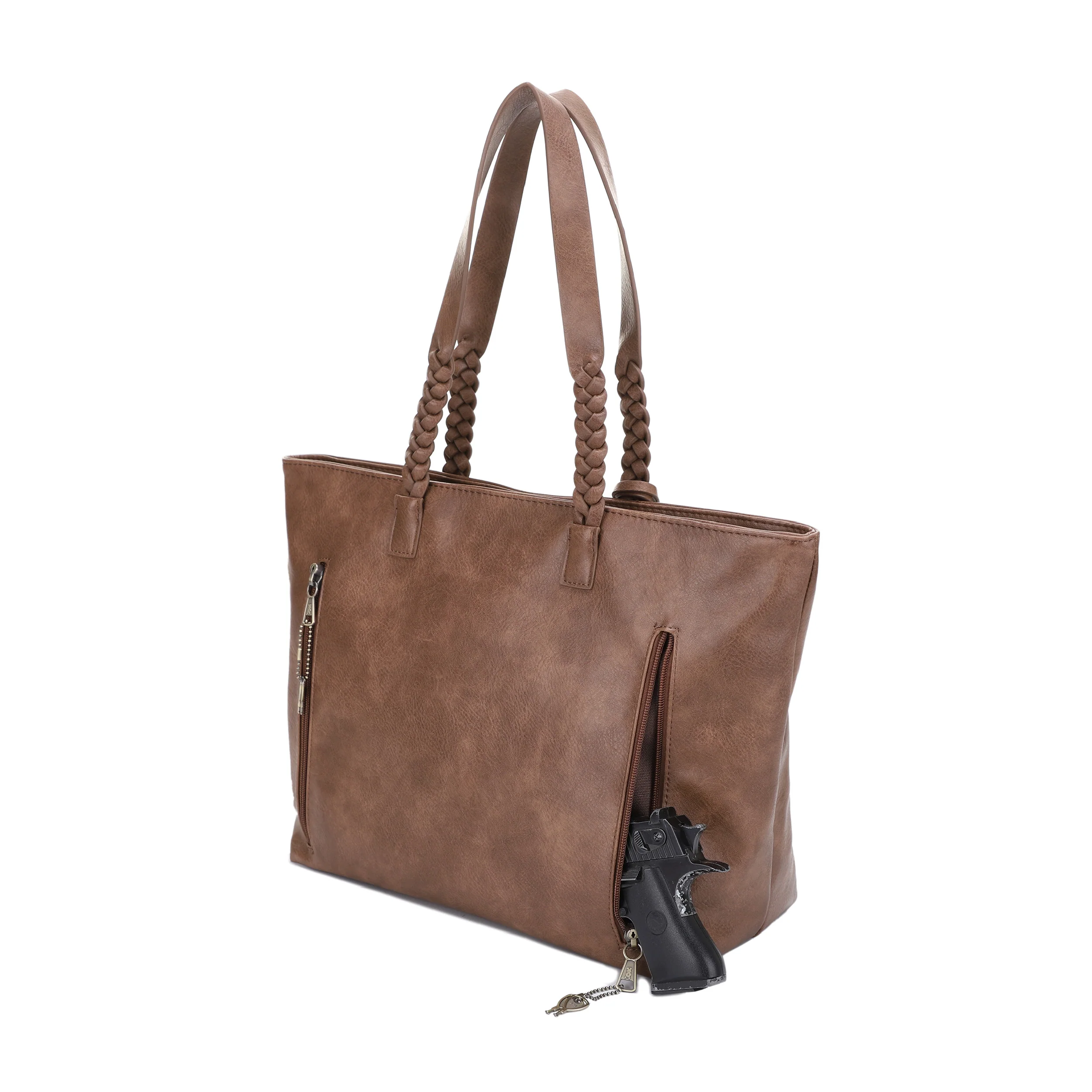 Helena Braided Handle Concealed Carry Tote Bag - Image 29