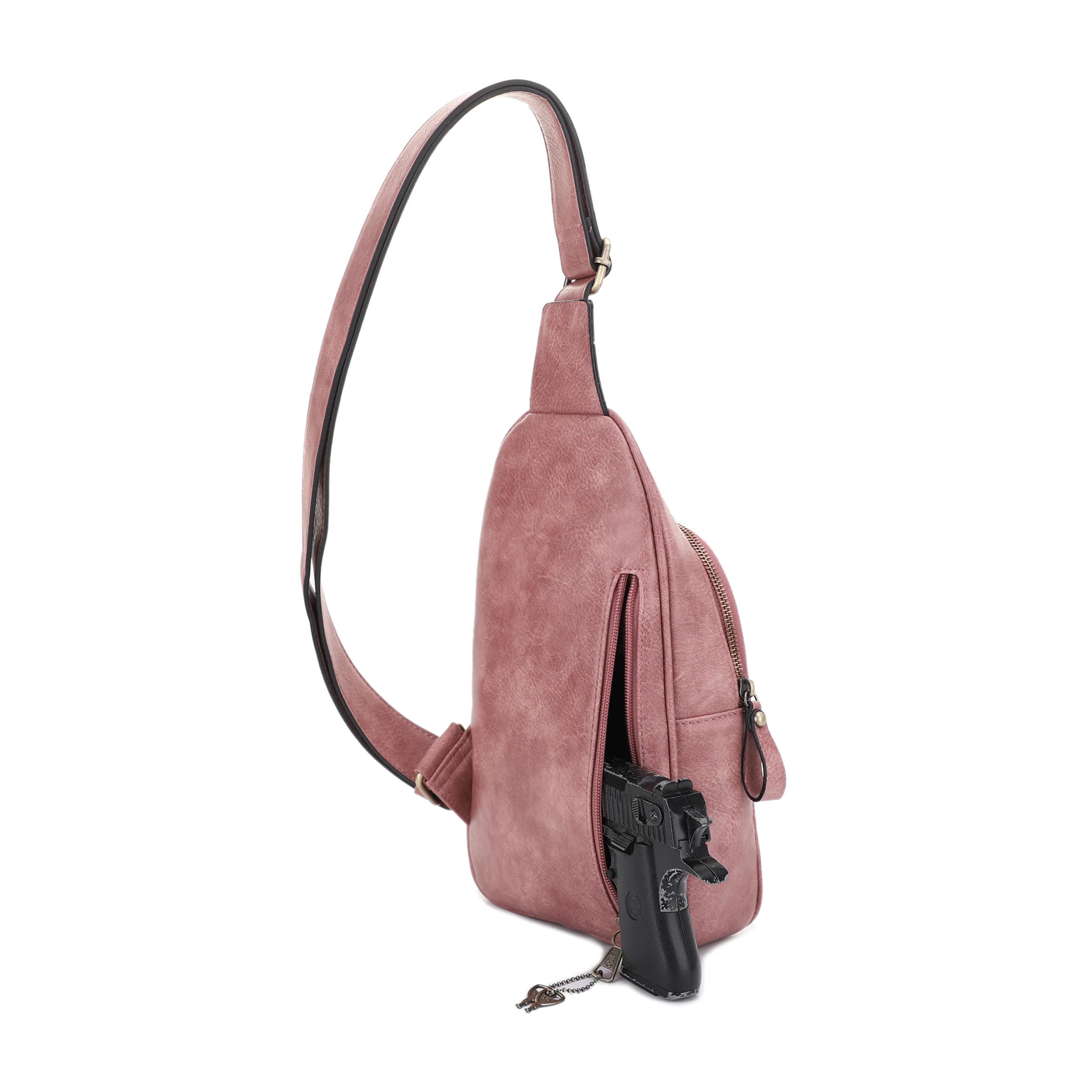 Jeannie Concealed Carry Lock and Key Sling Shoulder Backpack - Image 11