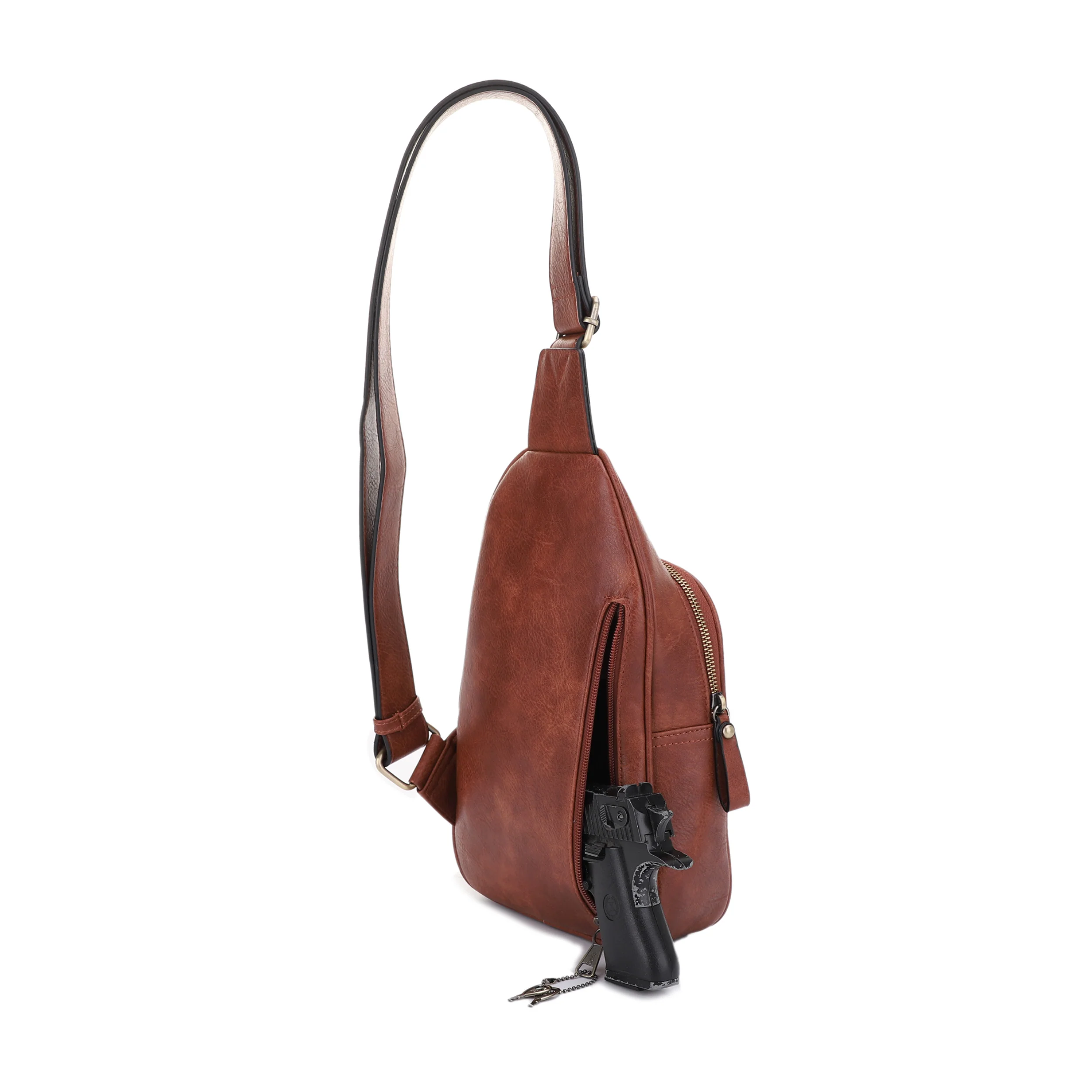 Jeannie Concealed Carry Lock and Key Sling Shoulder Backpack - Image 4