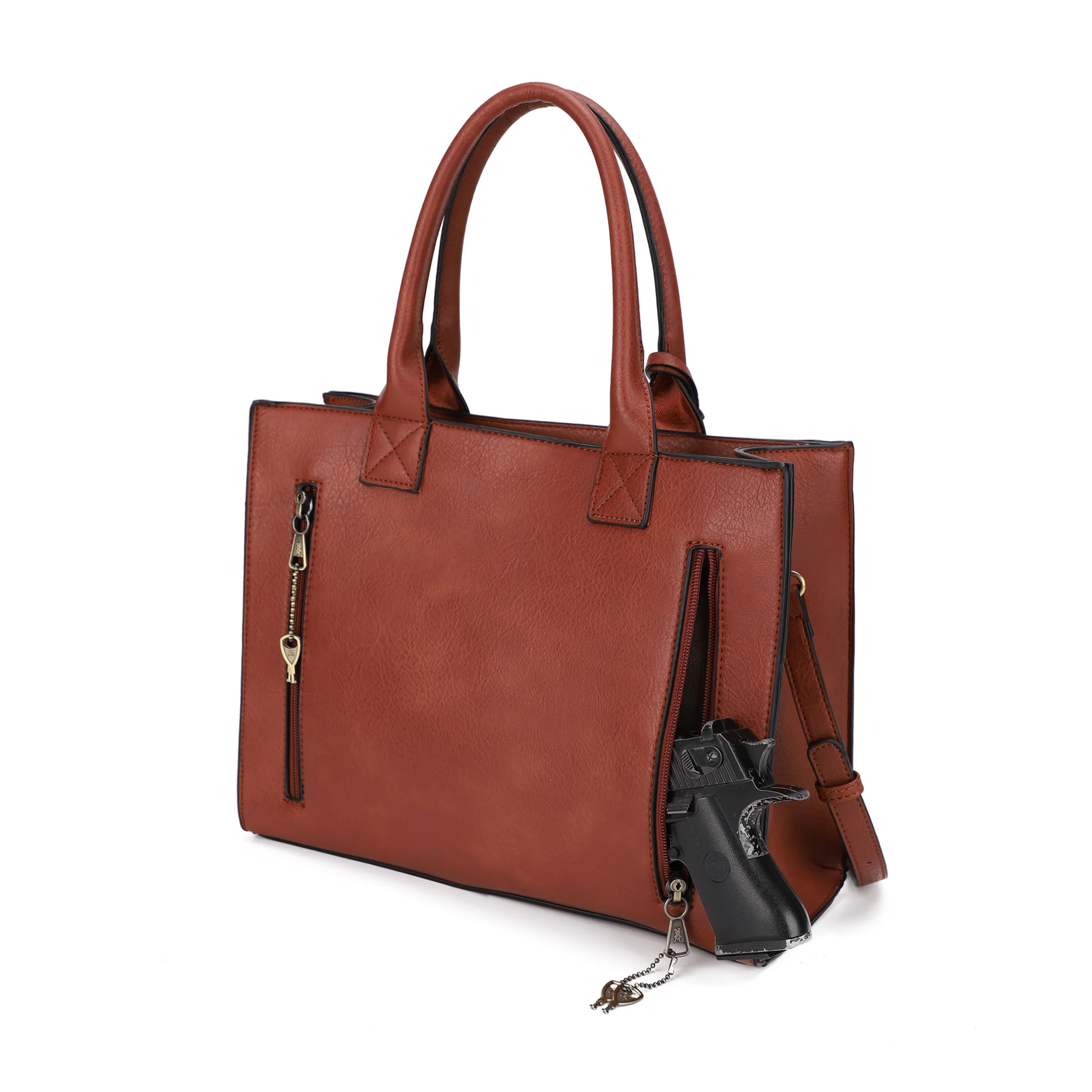 Kate Concealed Carry Lock and Key Satchel with Coin Pouch - Image 22