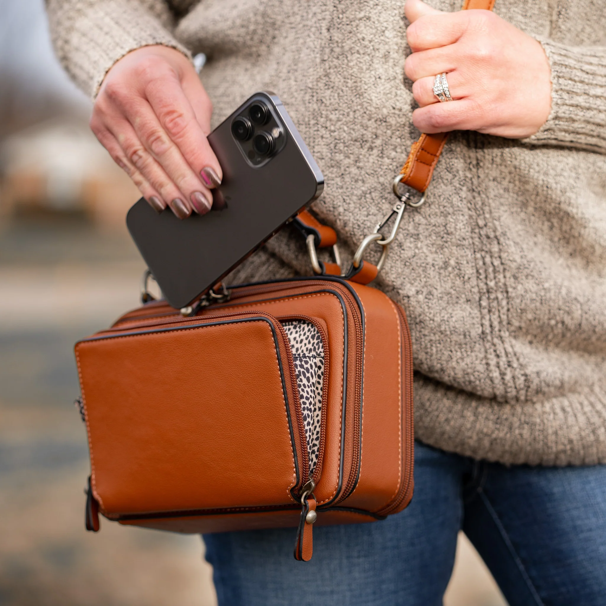 Pandora Compact Concealed Carry Crossbody Satchel Purse - Image 3