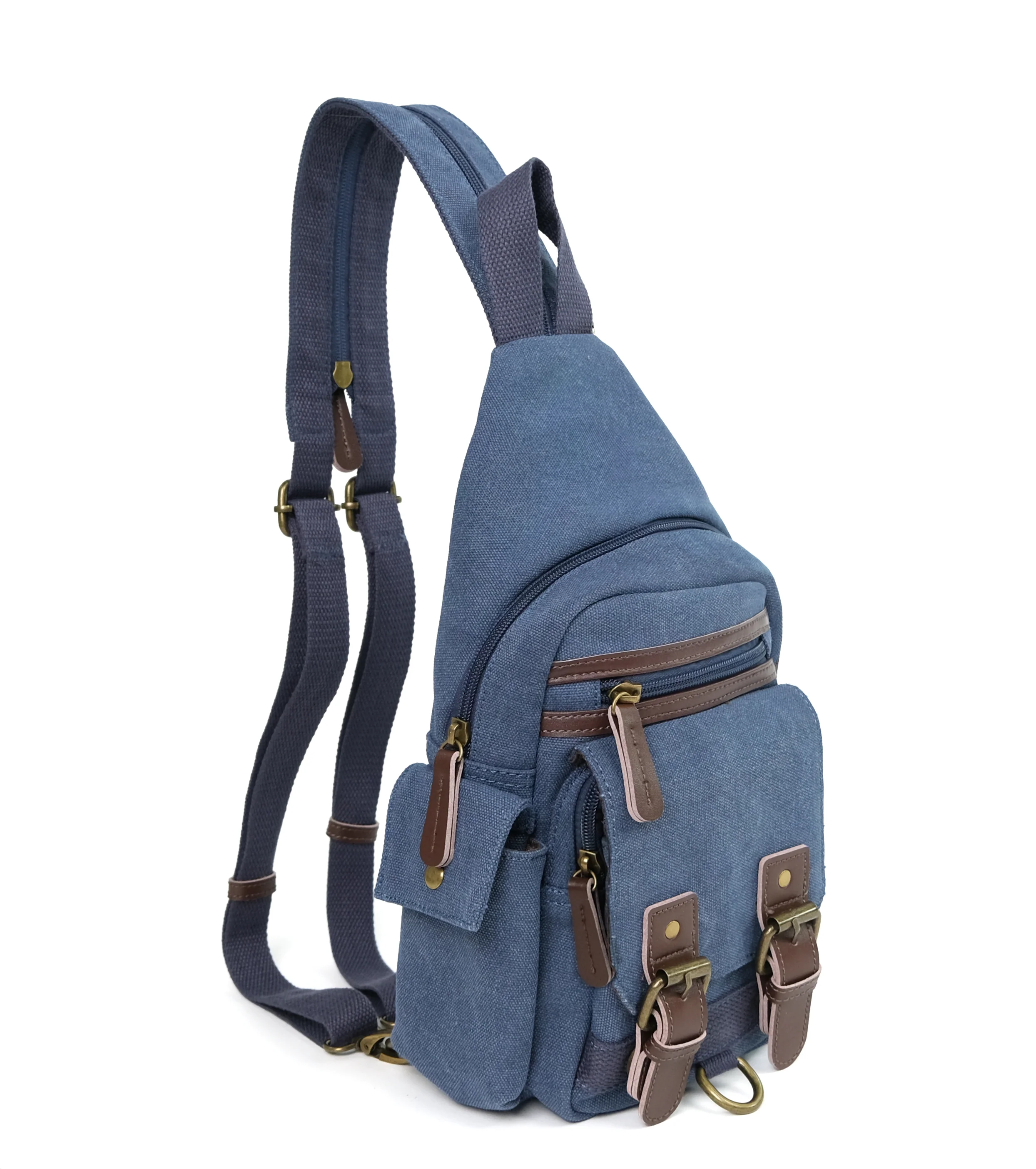 Shasta Unisex Canvas & Leather Concealed Carry Sling Bag - Image 13
