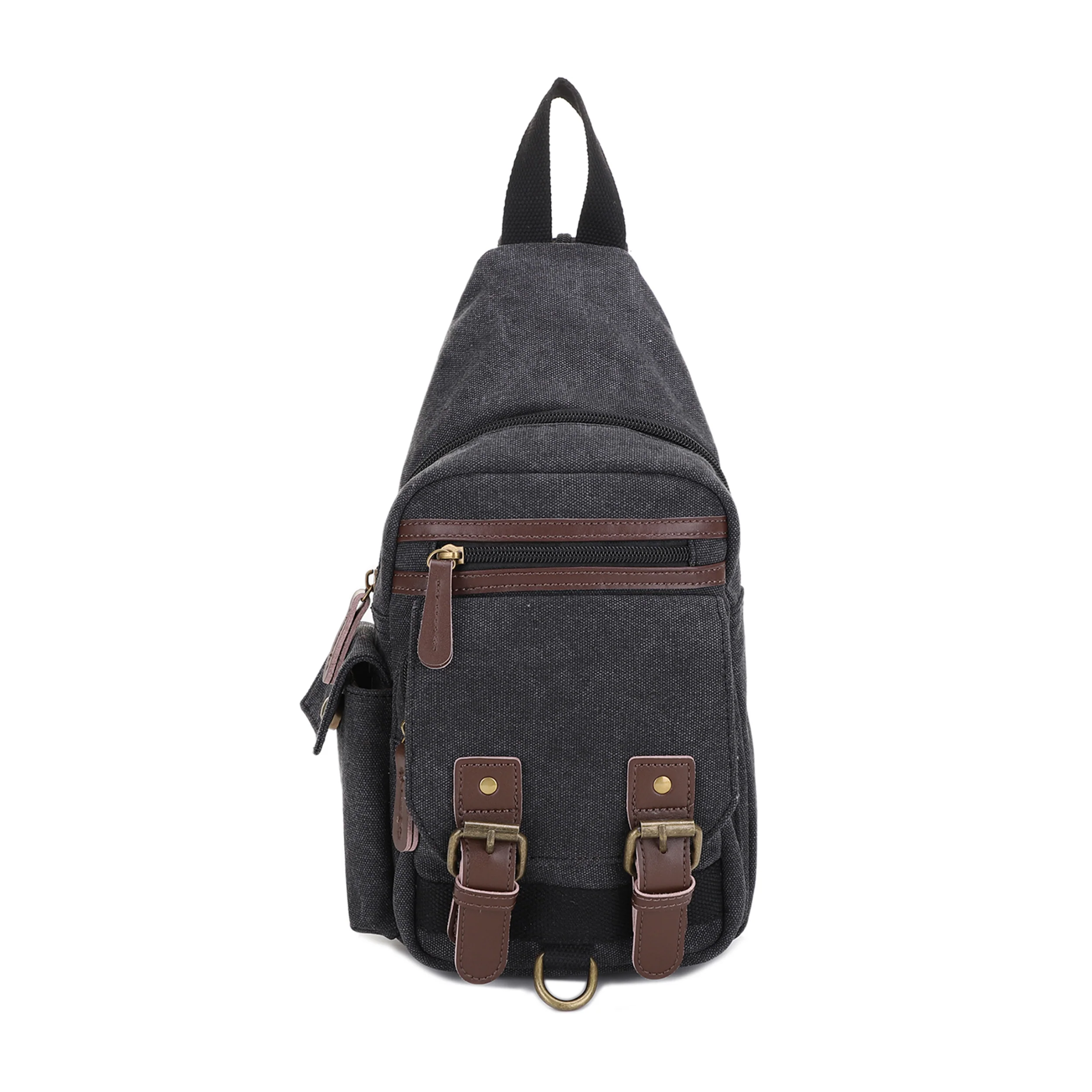 Shasta Unisex Canvas & Leather Concealed Carry Sling Bag - Image 19