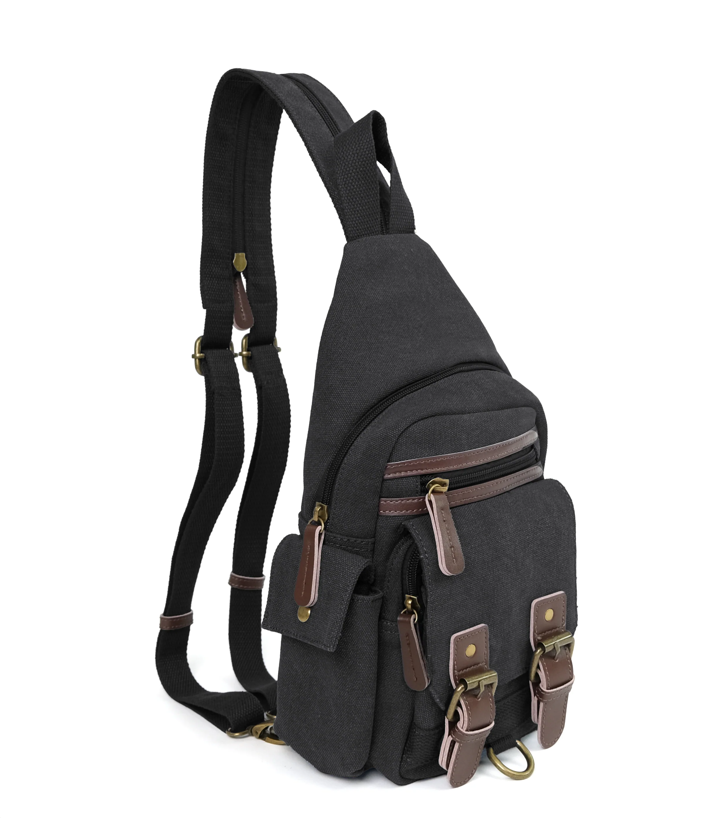 Shasta Unisex Canvas & Leather Concealed Carry Sling Bag - Image 23