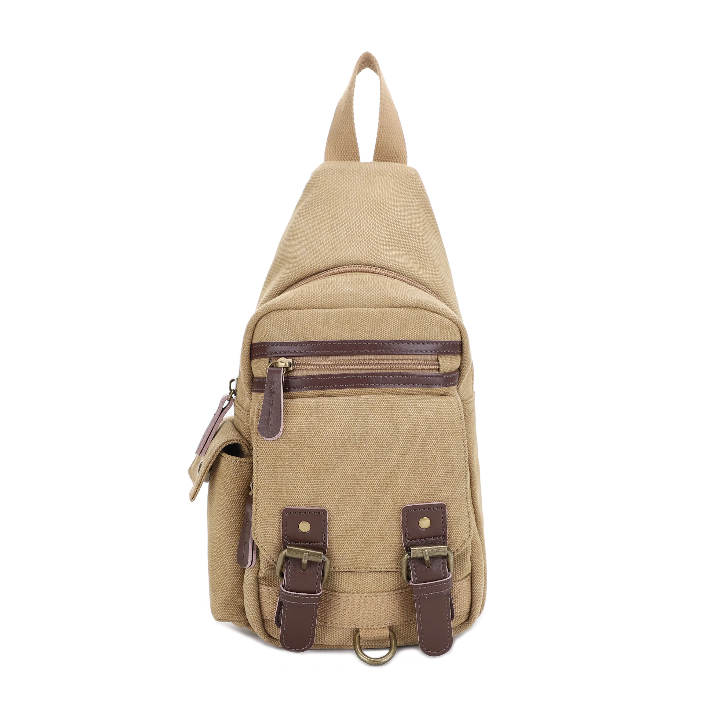 Shasta Unisex Canvas & Leather Concealed Carry Sling Bag - Image 28
