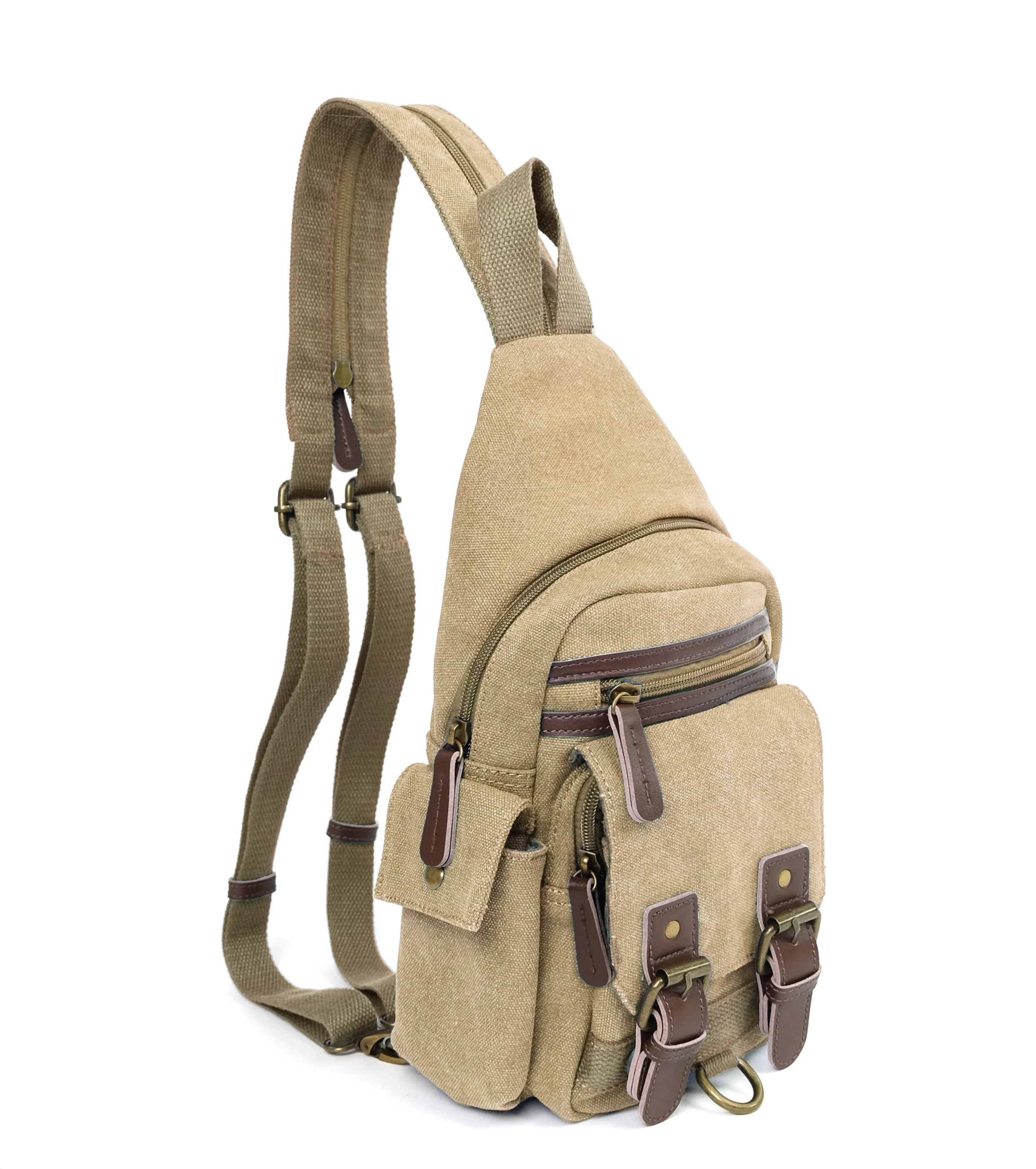 Shasta Unisex Canvas & Leather Concealed Carry Sling Bag - Image 31