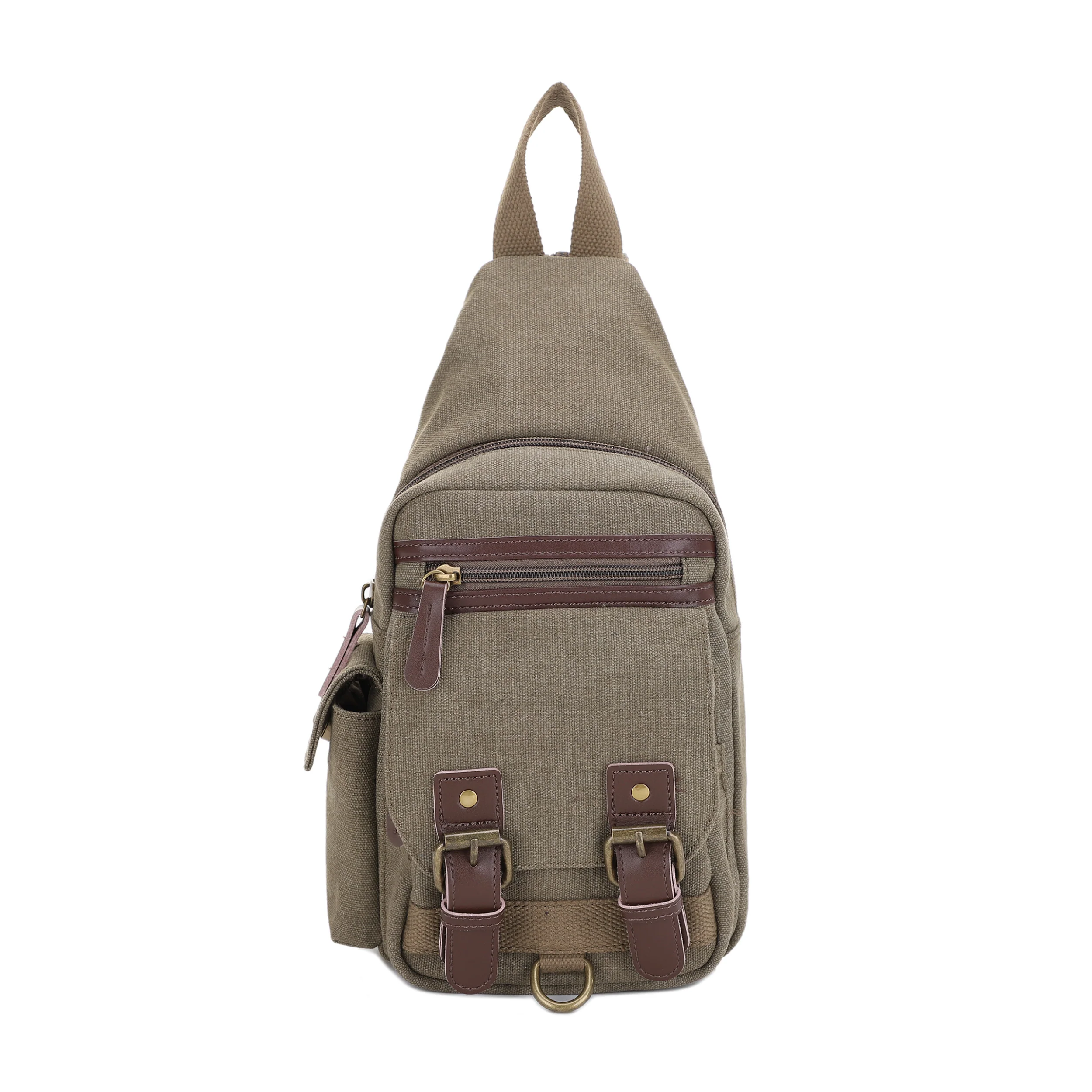 Shasta Unisex Canvas & Leather Concealed Carry Sling Bag - Image 37