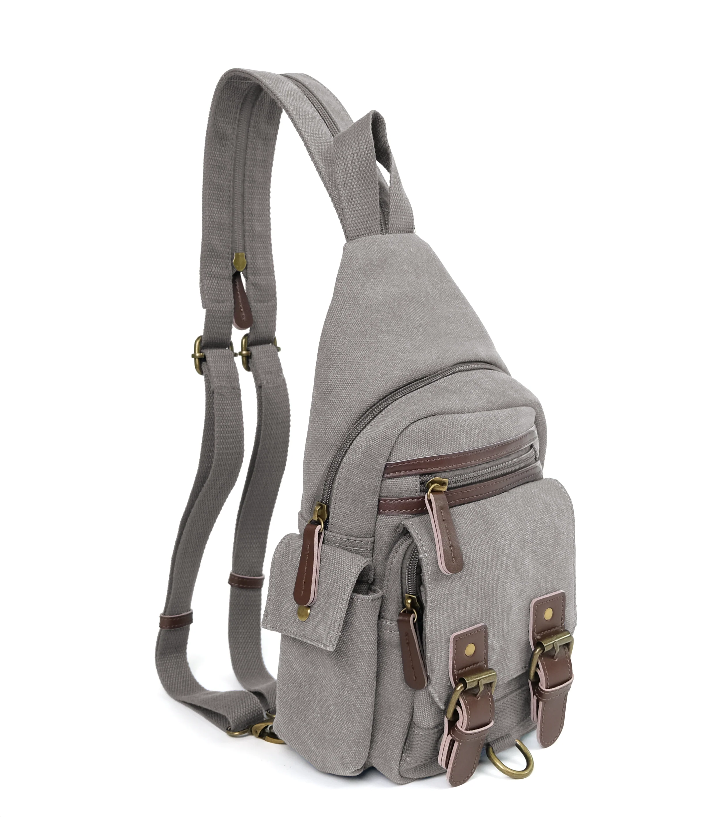 Shasta Unisex Canvas & Leather Concealed Carry Sling Bag - Image 4