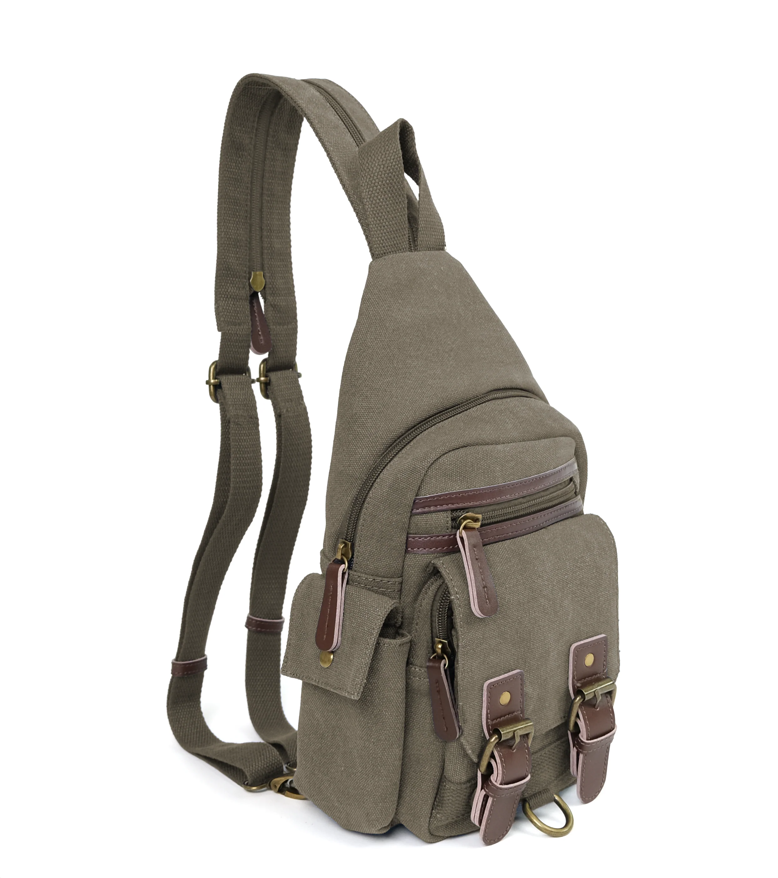Shasta Unisex Canvas & Leather Concealed Carry Sling Bag - Image 40
