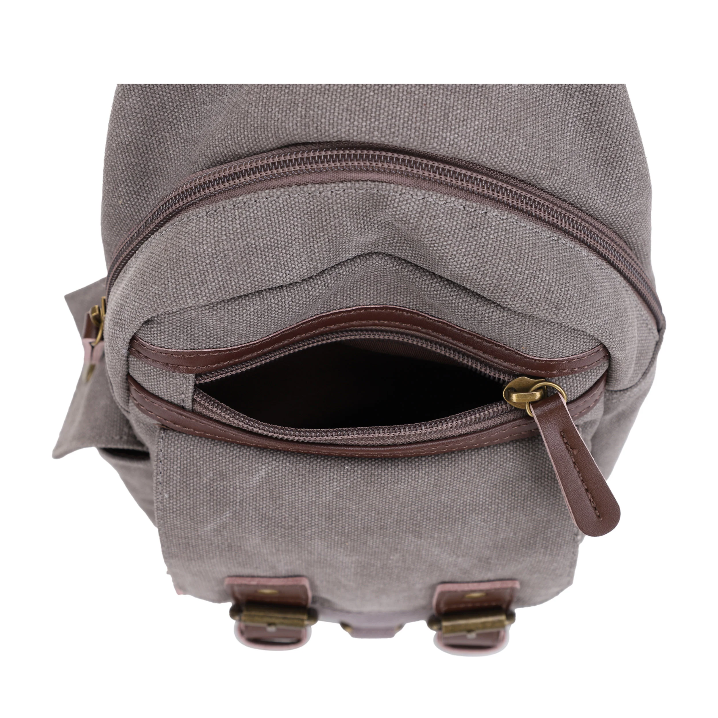 Shasta Unisex Canvas & Leather Concealed Carry Sling Bag - Image 8